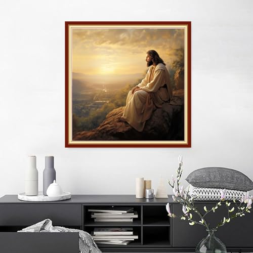 Image of Joyhoor Cross Stitch Kits for Beginners Stamped Cross-Stitch Supplies Needlework preprint Embroidery Kits for Adults DIY Needlepoint Kits Embroidery Patterns 11CT-Jesus 18.x18 inch