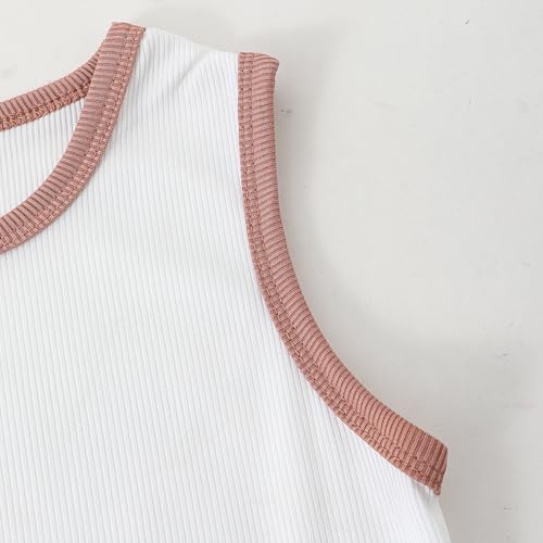 Image of Girl Clothes Solid Color Tank Top Casual Sweatpants 5-10Y Girls' Summer Outfit Set