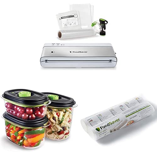 FoodSaver VS0100X Kompaktes Vakuumiergerät für Lebensmittel mit Handheld-Vakuumierer | 3 x Preserve & Marinate…