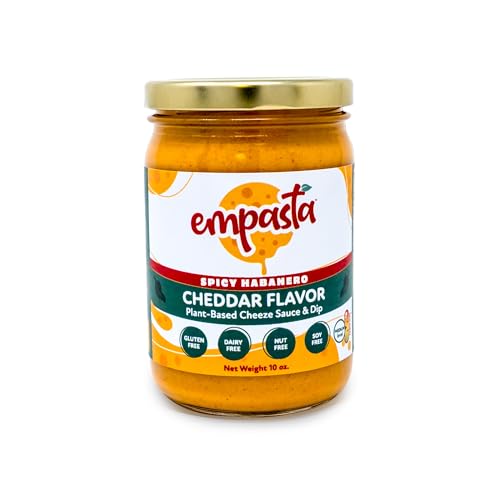 Empasta Vegan Cheeze Sauce – Dairy-Free, Gluten-Free, Nut-Free, Soy-Free – Creamy, Easy Melt, Low-Calorie Cheese Sauce Alternative for Dips, Pasta, Nachos, Burgers, Veggies & More – 12oz sustainable jar (Spicy)