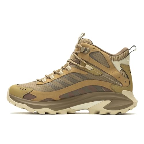 Image of Merrell Moab Speed 2 Mid GTX Shoes for Men - Gore-TEX Technology - Mesh Lining and Upper Coyote 12 M