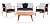 SAFAVIEH Outdoor Collection Deacon Acacia Wood Cushion 4-Piece Conversation Patio Set with Accent Pillows PAT7050E, Navy/Natural