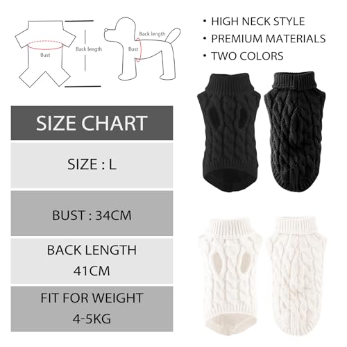 HTTDSLF 2 Stück Hundepullover Kleine Hunde, Hundepullover Haustier Pullove, Winter Warmer Hund Katzenpullover, Rollkragen Strickpullover, für Mittelgroße Hunde und Katzen