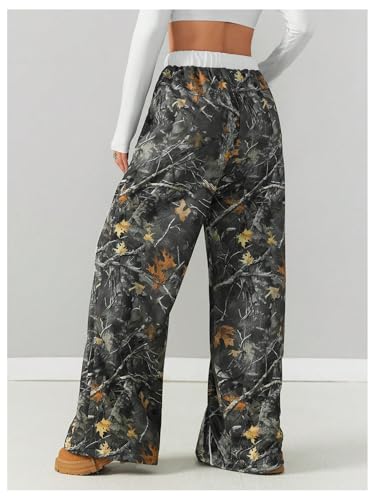 Women's Graphic Y2K Camo Print Wide Leg Pants Drawstring Waist Long Trousers Streetwear2