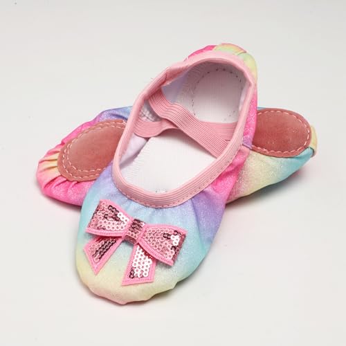 Aislor Girls Sparkly Flat Shoes Roll Up Slippers Split Sole Ballerina Slippers for Ballet Recital Stage Shows3
