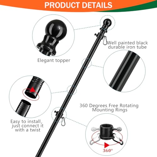 Image of HASTHIP 150CM Telescoping Metal Flag Pole - Truck Flag Pole Mount Kit - Stainless Steel Hitch Flag Pole Holder - 360 Tangle-Free & Rustproof - Universal Flag Pole for Indian Independence Day
