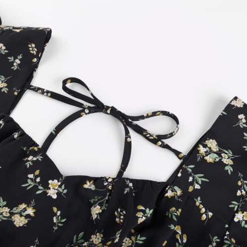 Image of Belle Poque Women's Vintage Square Neck Dress 2026 Summer Short Sleeve Layered Tiered Ruffle A-line Swing Midi Dress
