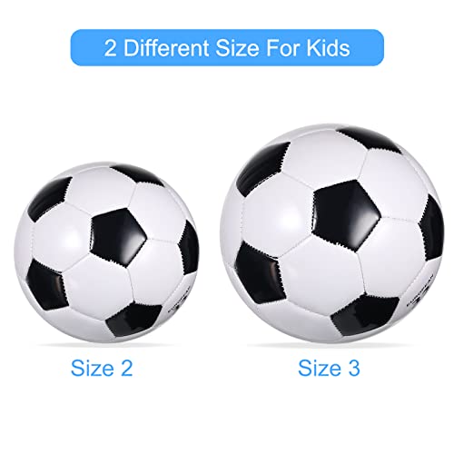 Deekin Soccer Ball Size 2 Size 3 Kids Soft Soccer Ball With Pump Sports Soccer Toys For Youth Younger Toddler Outdoor Indoor Boys Girls Training Practice Game, 2 Pcs (Black, White) #TOP2