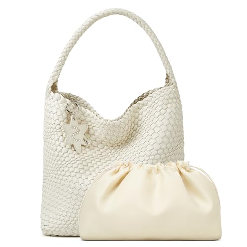 Bolso tote tejido para mujer, bolso hobo de hombro miniatura 1
