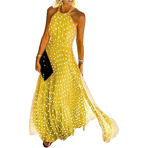 Vestido Largo Plisado Mujeres Sweet O Neck Beach Maxi Dress Cover