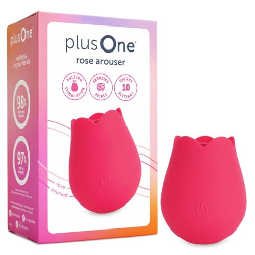 Image of plusOne Rose Toy Vibrator for Women- Rechargeable, 10 Pulsing Settings, Red | Nipple and Clitoral Stimulator, Body-Safe Silicone, Waterproof, USB