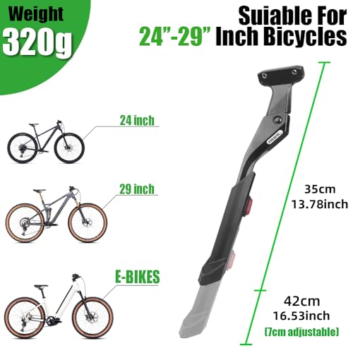 RBRL Bike Kickstand, 40 mm Hole Spacing Adjustable Bike Stand, Aluminum Alloy Heavy Duty, Non-Slip Bicycle Stand, Adjustable for 24-29 inch Mountain Bike, Road Bike, E-Bike - Thumbnail 2