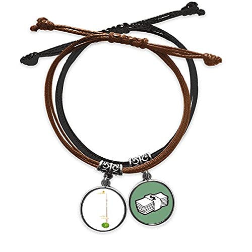 Pulsera Rusia elegante de cuero genuino y cuerda hecha a mano con símbolo grabado