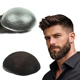 N.L.W. Echthaar Toupet für Männer, 0.04mm V-Loop PU transparentes dünnes haarsystem für männer Europäische...