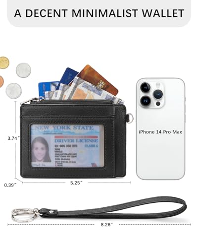 Image of BOSTANTEN Small Wallet For Women RFID Leather Credit Card Holder Slim Wristlet Keychain Wallet With Zipper Pocket White Cow Print