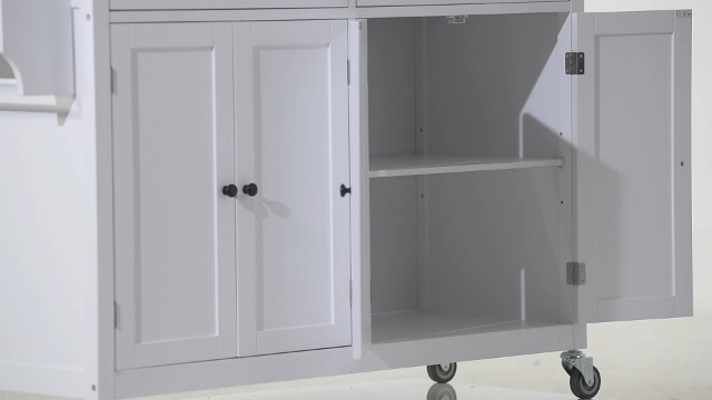 LUMISOL Rolling Kitchen Cart with 2 Drawers, Kitchen Island on Wheels with Solid Wood Top and Storage Cabinets, Portable Island for Dining Room Living Room, Grey Blue