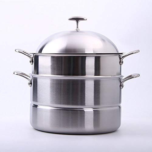 Sartén de Vapor de Acero Inoxidable con Capacidad de 3 Capas, Olla Multifuncional para Cocina y hogar, Juego de ollas de Vapor para cocinar al Vapor(Plata 30cm)