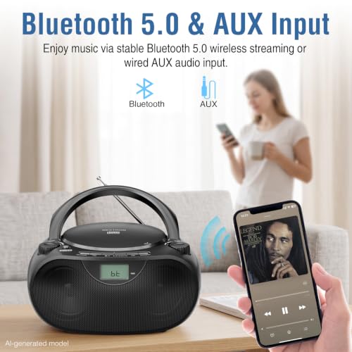 Image of Nextron Portable CD Player Boombox with Bluetooth, AM /FM Radio & USB
