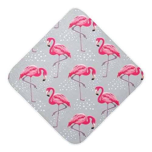 Kigai Baby Hooded Towel Absorbent Baby Bath Shower Towel with Hood for Newborn Boys Girls Babies Infant Toddler (Elegant Flamingos 35 x 35 in)