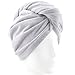 Evolatree - Super Soft Hair Towel - Natural Wood Button - Grey