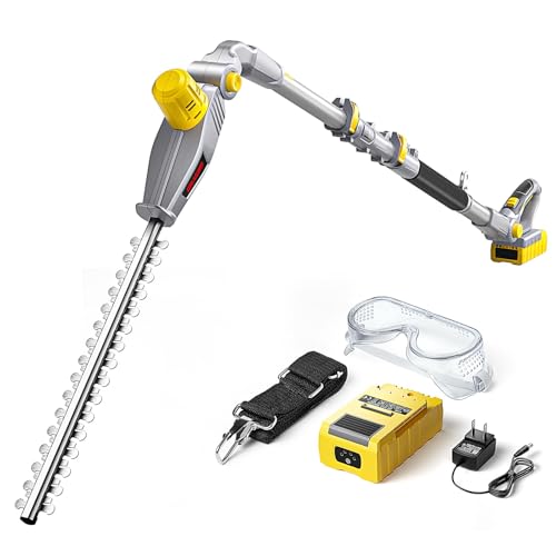 ZXCVBNMQ Cortasetos inalámbrico, Cortasetos eléctrico con Poste de extensión, Cuchilla Doble de 410 mm, Capacidad de Corte de 16 mm, Ajustable para setos,