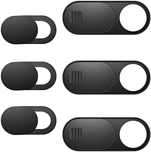 ZUCUCUC Laptop Camera Cover Slide, 6 Pack Ultra Thin Webcam Cover Slide for Laptop, Desktop, PC, Tablet, Smartphone, Protect Your Privacy and Security (Black, 720p)