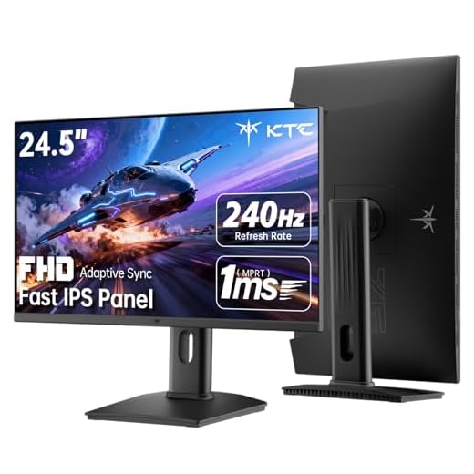 KTC 24.5 Inch 240Hz Gaming Monitor, FHD 1080p Fast IPS Computer Monitor, 1ms with Adaptive-Sync, HDR400, HDMI x2, DPx1, VESA Mount, Tilt/Pivot/Height Adjustment, H25T7-3