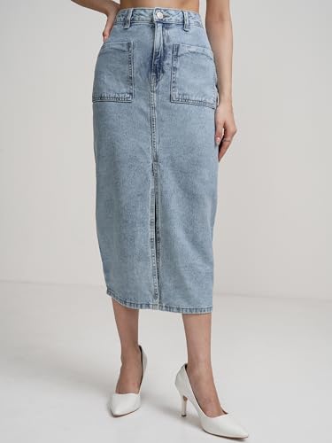 Image of Tokyo Talkies Women's Straight Fit Straight Skirts| Mid-Rise| Women Skirt | Skirt for Women