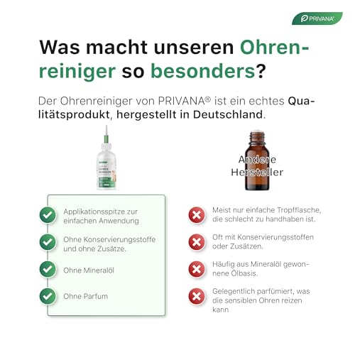 Privana Sanfter Ohrenreiniger 3-in-1 für Hunde & Katzen (100ml) – sanfte Reinigung, Haut-Pflege & Prophylaxe – bei Juckreiz, Ohrmilben, Hefepilzen