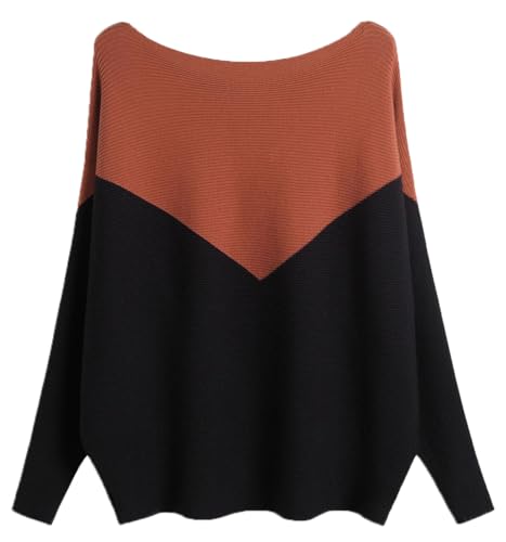 Image of EDSTAR Women Dolman Batwing Sleeves Knitted Sweaters Winter Boat Neck Pullovers Tops