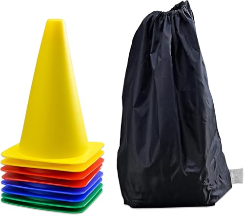 Image of Protoner Training Cones Set of 12, Multi-Colour, with Carry Bag, 6-15 Inch (15 inch(Pack of 12))