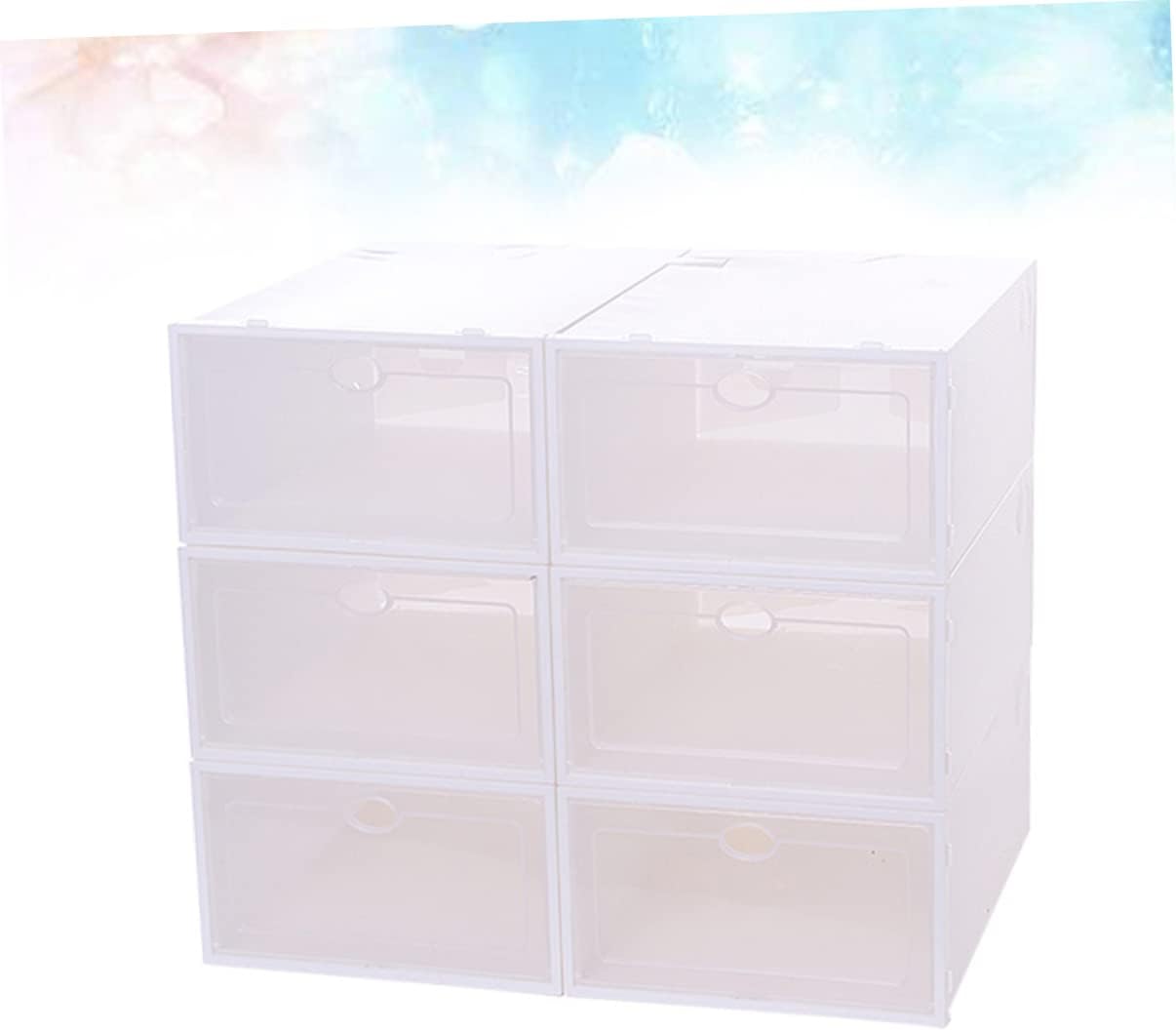 Stackable Shoes Storage Box Set of 6 Thickened Plastic Shoe Container for for Easy Organization