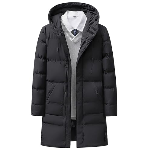 Manteau rembourré homme veste longue chaude à capuche pour sorties urbaines hiver