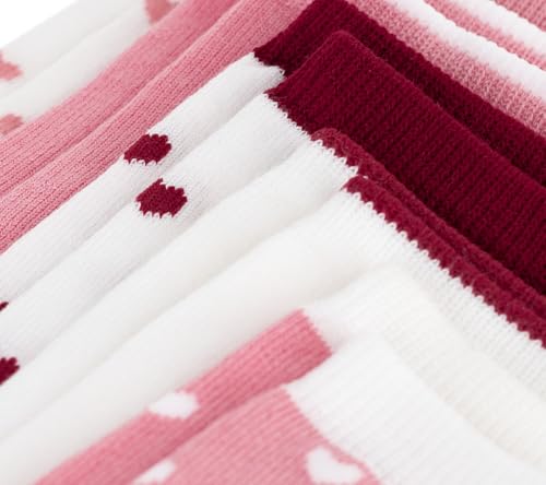 5 paia di calzini in cotone tinta unita con stampa a cuori bambina - 2