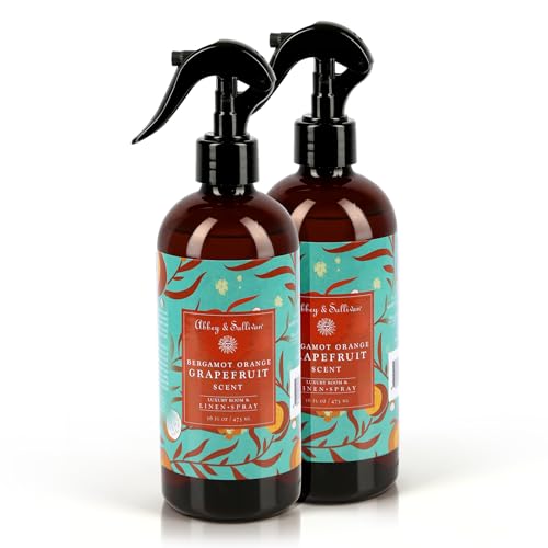 Abbey & Sullivan Linen Spray, Bergamot Orange Grapefruit, Fabric Freshener and Fragrance Room Spray, Pack of 2, 16 oz