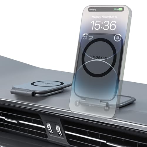 COOEXES Magnetic Phone Holder for Car MagSafe Car Mount with Dual Side Strong Magnets Ultrathin Adjustable Cell Phone Holder Car Accessories for Women Men Fit for All Phone Dashboard Laptop Gym
