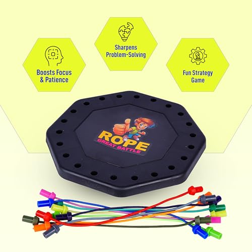 Image of FLYI Rope Untangling Puzzle Game for Kids & Adults - Brain Teaser Tangle Twister Board Game | Untie the Knots for Return Gifts, Family Game Night & Travel (Octagon Board, 16 Ropes, 4 Players)