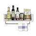 Rustic State William Wall Mount Wood Floating Shelf with Rail & Towel Bar - Photo Frame Picture Ledge Display - Spice Rack - Kitchen Bathroom Living Room Bedroom Décor - 22 Inch - White