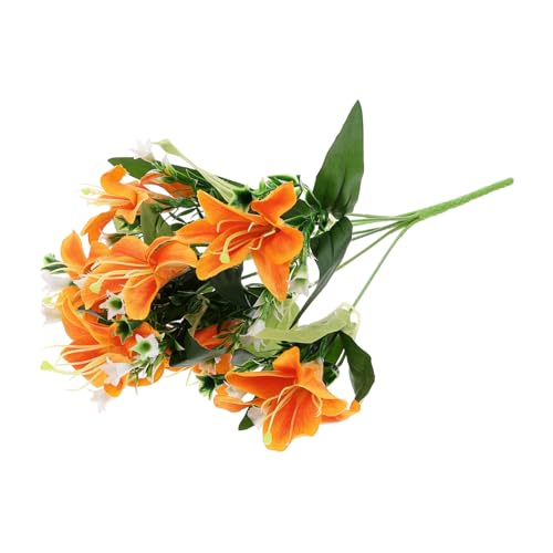 Mipcase Fiore Finto Giglio Artificiale Bouquet Simulato Plastica Decorazione e Veranda Composizione Permanente Appassire