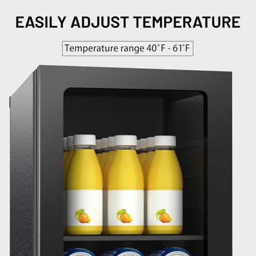 Image of DOGHLY Beverage Refrigerator Cooler, 0.9 Cu.ft Mini Fridge Holds 24 Cans, Solid Door, Manual Temperature Control (at the Back), Quiet Compact Drink Fridge for Soda, Beer, Wine, Office, Dorm, Bar