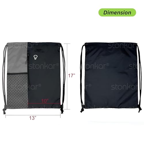 Image of ActiveFit Drawstring Bag | Gym and String Backpack | Sports Bag | 17 inch x 13 inch Inch (Black-Grey)