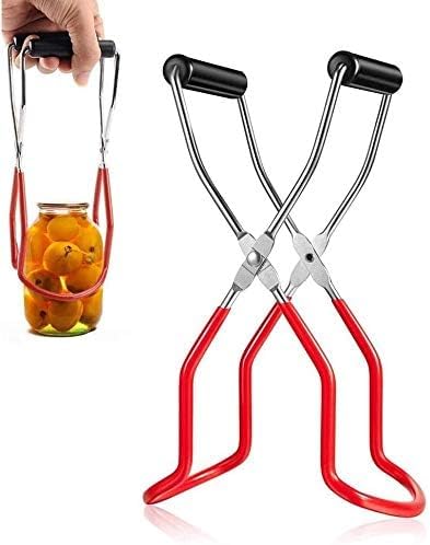 Oriflame Canning Jar Lifter Tongs, Stainless Steel Jar Lifter with Rubber Grips - for Slip Wide-Mouth Clip for Kitchen Restaurant