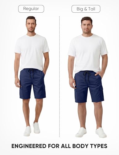 Image of JMIERR Mens Casual Cotton Twill Cargo Shorts Drawstring Classic Chino Stretch Short with 6 Pockets