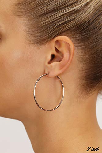 Image of 14K Rose Gold Classic Shiny Polished Round Hoop Earrings, 2mm tube
