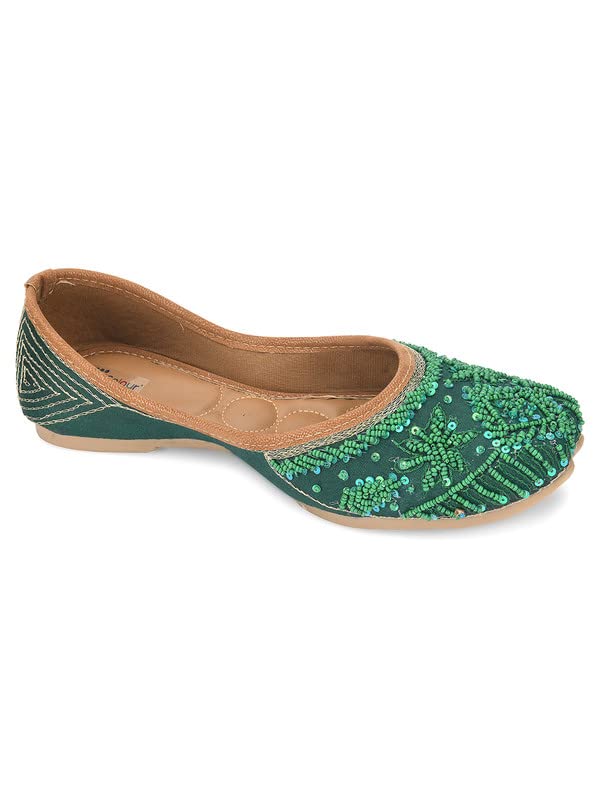 desi colour Women Ethnic Footwear Mojari/Punjabi Jutti-Firoji Pearl-picture-46
