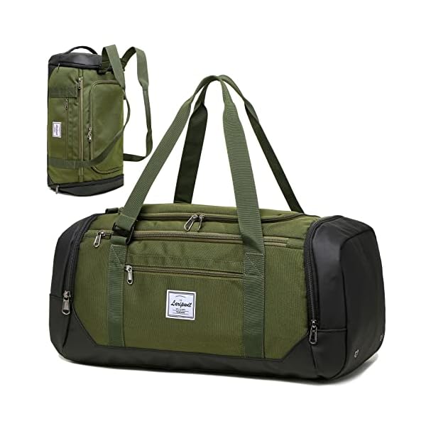 Laripwit Travel Duffle Bag for men 40L Medium Sports Gym Bag with Wet Pocket & Shoes Compartment Weekender Overnight Backpack for Traveling Duffel Bag Backpack for Women, Green