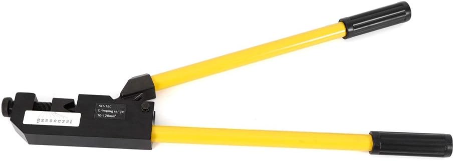 Heavy Duty Terminal Crimper, Wire Cable Lug Terminal Crimping Tool w/Mounting Bracket, KH-150 8-4/0 AWG Wire Crimping Cutting Tool for Crimping Copper Aluminum Oval Sleeves Stops