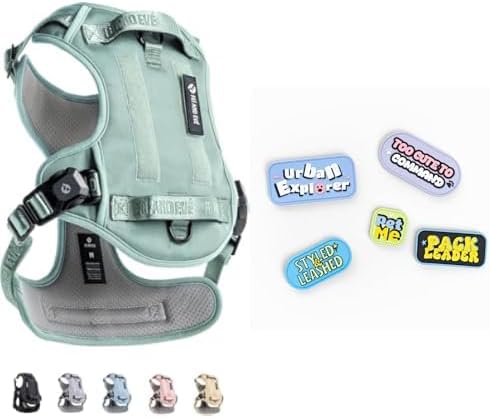 Fei & Eve Magease Dog Harness + Cute Funny Dog Patches (Glacier Green-S)