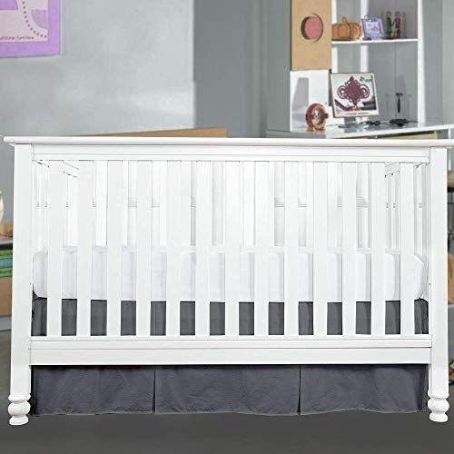 Image of Cottington Lane Crib Bed Skirt Pleated Crib Skirt Dust Ruffle, 100% Natural Cotton, Nursery Crib Toddler Bedding Skirts for Baby Boys or Girls, 14 inch Soft Crib Dust Ruffle Drop Crib Skirt-Dark Grey
