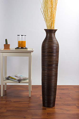 Leewadee Large Floor Vase – Handmade Flower Holder Made Of Wood, Sophisticated Vessel For Decorative Branches And Dried Flowers, 36 Inches, Brown #TOP2